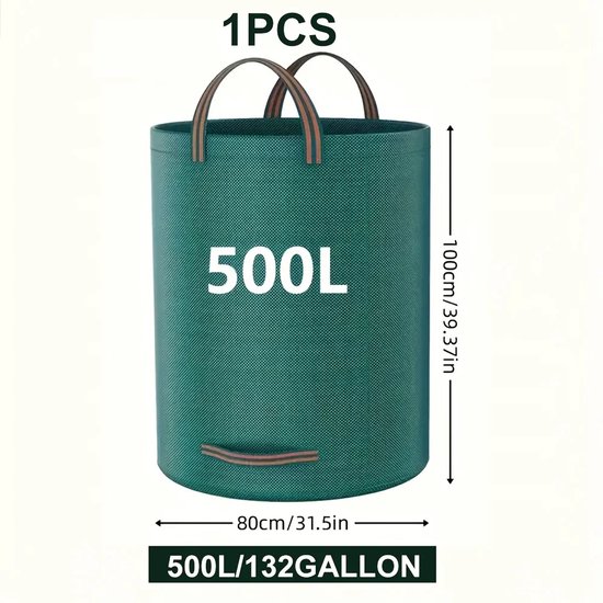 Robuuste Tuinafvalzak 500 Liter - Herbruikbare Tuinafvalzak met 4 Handgrepen - Extra Stevig PP-Materiaal - Inclusief Verstevigingsring - 80 x 100 cm