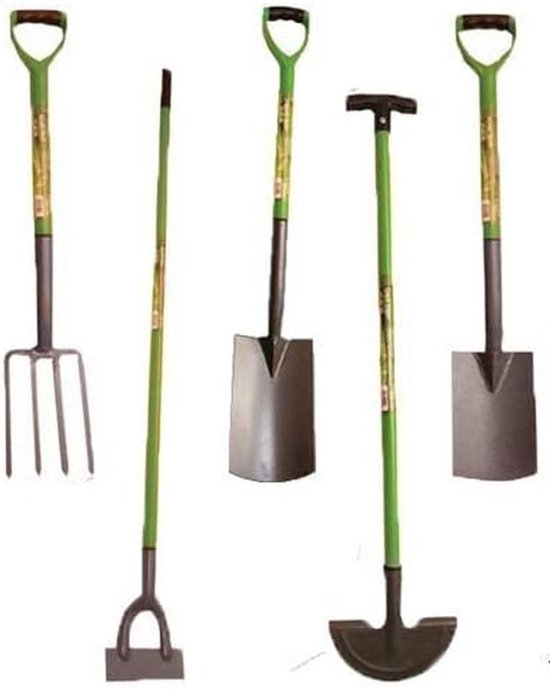 Robuuste Tuinmachines Set: Spade Kloofschop Hark & Nederlandse Schoffel van Merkloos	