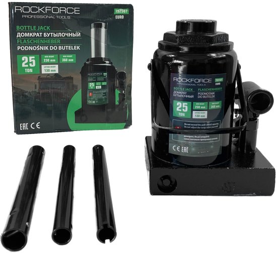 Rockforce RF-T92507 - Hydraulische Potkrik - 25 Ton - Veiligheidsventiel - Robuuste Constructie van Merkloos	
