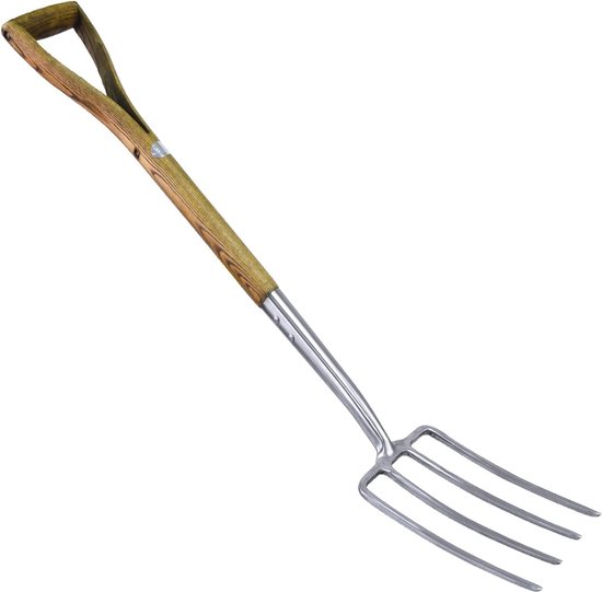 Roestvrij staal Graven Vork met As Houten Handvat - Quality Tools Ltd 82624 van Quality Tools Ltd