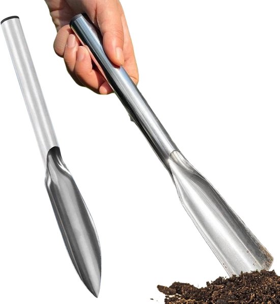 Roestvrij staal tuin bodem scoop set | 2 stuks graven schop gereedschappen, puntige en platte hoofd potting scoops | Handheld planten, onkruid, transplantatie gereedschap kit voor tuin, patio, balkon, boerderij, kassa ga