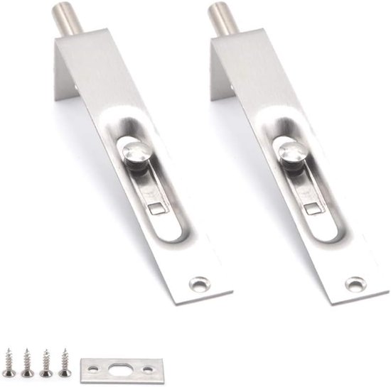 Roestvrij stalen deur poort Flush Bolt Latch hendel actie Flush Slide Lock schroef voor primaire secundaire deuren, dubbel open (6 inch/pak van 2) van Merkloos	