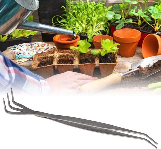 Roestvrijstalen bonsai- en tuingereedschap - Wortelhark en pincet voor tuinplanten en bloemen . van Flora Guard