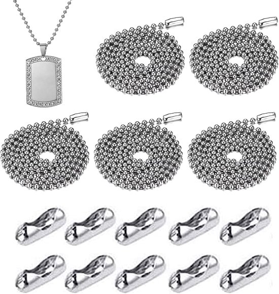 Roestvrijstalen kogelketting met kralen en roller chain - Zilveren parels, DIY kogelketting connector van Merkloos	