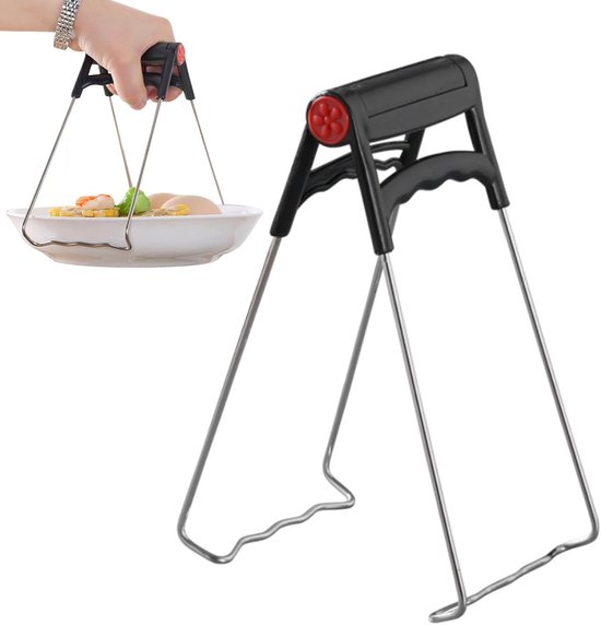 Roestvrijstalen komclips - schotel gripper hot schotel lifter - casserole clip - keuken opvouwbare hot dish bord bowl clip - tang roestvrij staal antislip voor bewegende plaat schalen tray pot - keukenaccessoires en kookgerei van Merkloos	