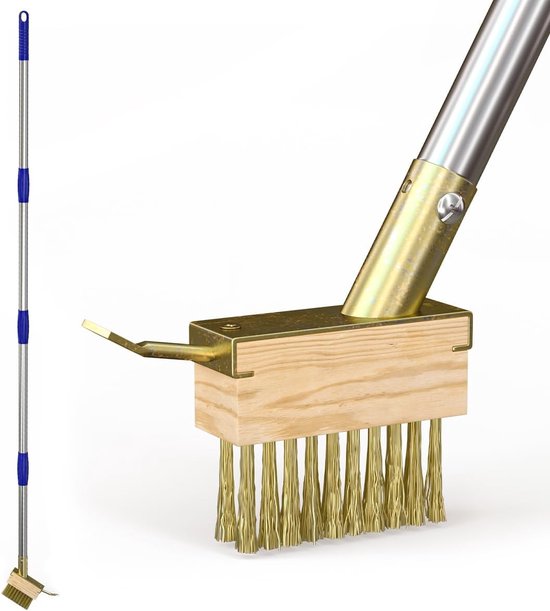Roestvrijstalen mosverwijderaar voor tuin - Verstelbare borstel met schraper voor grond en bestrating
