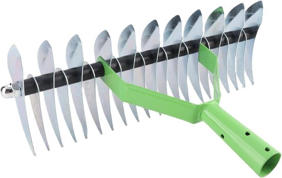Roestvrijstalen riethark - Gazon hark - Gazon onderhoud - Gebogen stalen tanden - 43 x 26 cm - Metaal