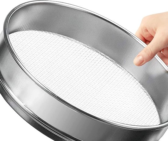 Roestvrijstalen Tuinzeef met Gaasbodem - Ideaal voor Zaden, Compost en Aarde - 30 cm Tuinaccessoire
