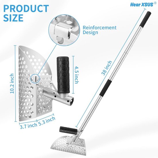 Roestvrijstalen Zandschep met Lange Steel voor Metaaldetectie en Schatzoeken van Merkloos	