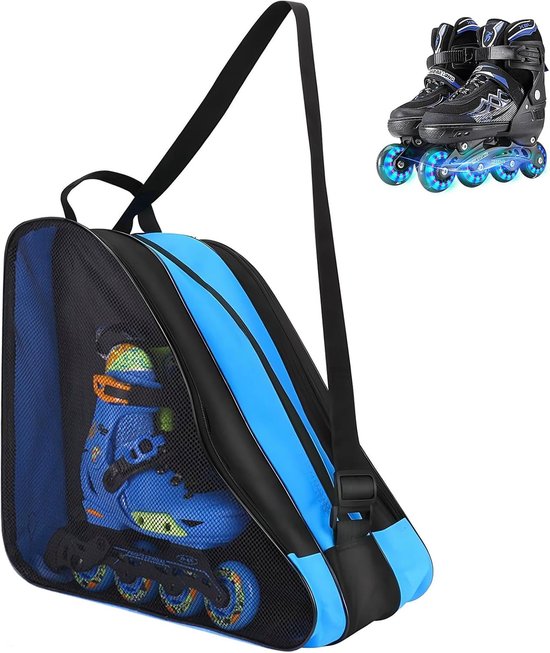 Rollertas 39 x 38 x 30 cm - ijsschaattas - droge en natte scheiding - rolschaatstas met verstelbare schouderriem - tas voor skischoenen voor vrouwen - mannen en kinderen van Merkloos	