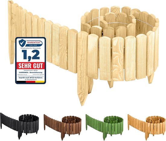 Rollzaun 200 cm - Flexibele houten beeteinfassung - Weerbestendig en pestresistent - Creëer unieke vormen in uw tuin - ShopVlot