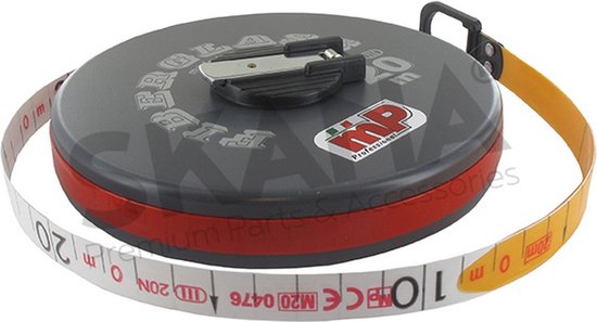 Rolmaat - Lengte: 20 m - Kunststof koffer en fiberglas zwengel, opvouwbaar met oogje. EU-klasse II-norm. van Toolland