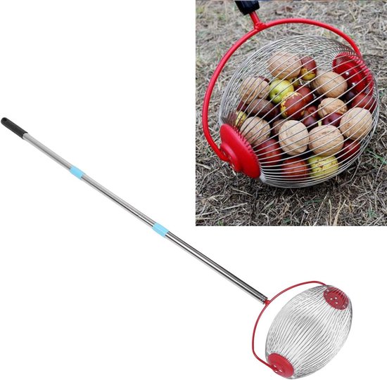 Rolmoerverzamelaar - Vruchtenplukker - Fruit Verzamelen - Uitschuifbare steel - Tot 1135 cm - Zilver
