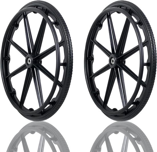 Rolstoel Achterwielen - Vervangende Banden - Mobiliteit Verbeteren - Massieve Polyurethaan Banden - 24 Inch Diameter - Zwart