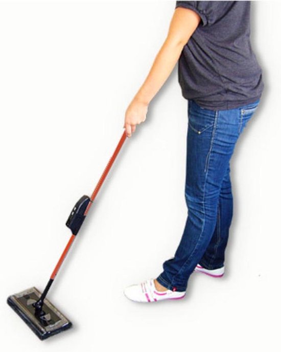 rolveger met accu - elektrische bezem - kruimeldief - draadloze stofzuiger rood van TurboTronic