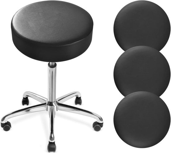 Ronde krukhoezen - 4 stuks PU waterdichte barkruk stoelhoezen met elastische banden - voor diameter 11"-14" bar ronde stoel van Qishare