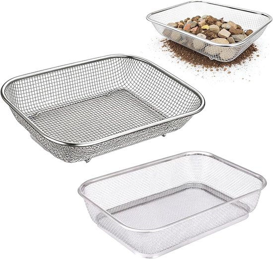 Ronde Tuinszeef Set van 2: 3mm en 6mm Zeef voor Compost, Tuingrond, Zand en Kleine Steentjes voor Efficiënte Bodemfiltratie