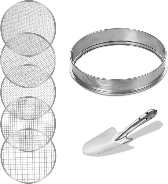 Ronde Tuinzeef 30 cm met 5 Verwisselbare Maasmaten - Roestvrijstalen Bodemzeefset voor Tuin en Compost van $