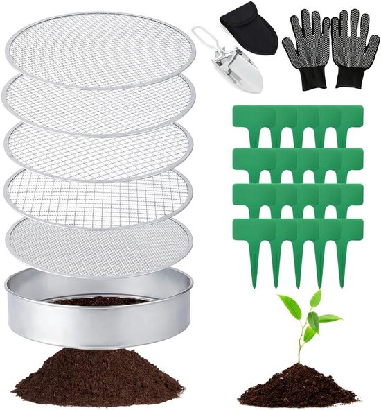 Ronde tuinzeef - 5-in-1 zeef, roestvrij staal - 20 cm van Point-Virgule