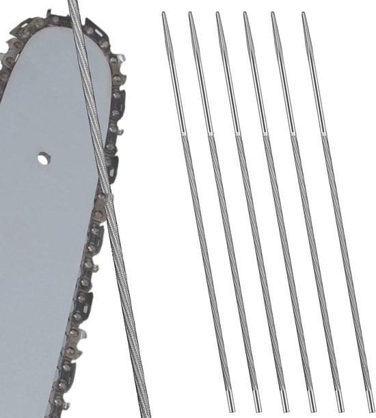 Ronde Vijl voor Kettingzagen, 4 mm, Set van 6 voor het Slijpen en Onderhouden van Zaagkettingen, Ideaal voor Tuingereedschap en Kettingzaag Onderhoud