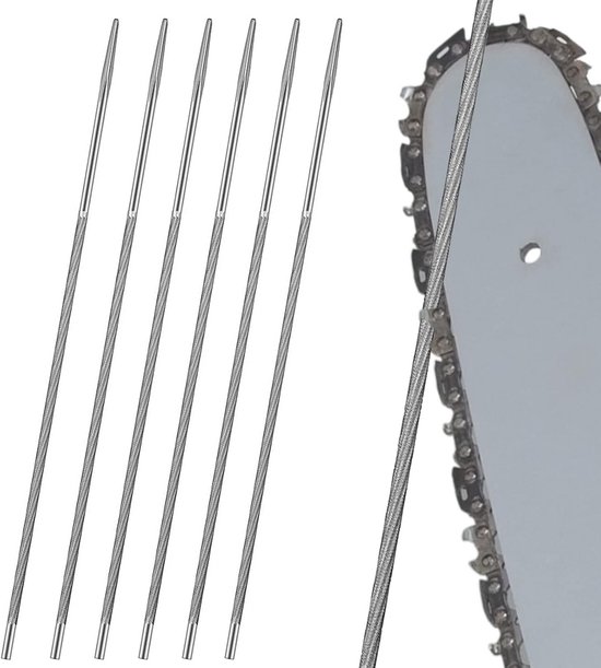 Ronde vijlen 4,0 mm voor kettingzaag en grasmaaier - 6 stuks voor het slijpen en repareren van zaagkettingen van Merkloos	