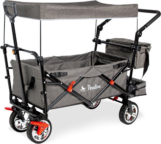 Rootz Opvouwbare handkar - Opvouwbare wagen - Draagbare wagen - Remsysteem - 120cm x 56cm x 67cm met schuifdak 99cm van Rootz