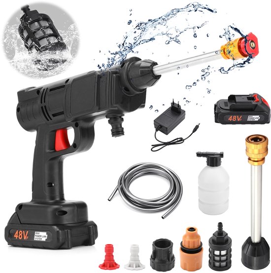 Rosano Draadloze Hogedrukreiniger Accu - Geschikt voor Auto, Tuin, Balkon en Meer - Inc 2x 21V Accu en accessoires
