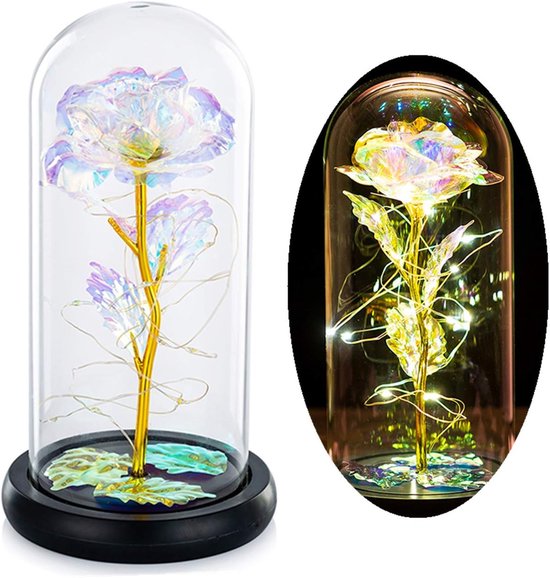 Rose in Glass Dome - Forever Rose Flower Kit - betoverd licht - beste cadeaus voor haar - vrouwen - meisjes - volwassenen - moeders - op Valentijnsdag - Moederdag - bruiloft - verjaardag van Merkloos	