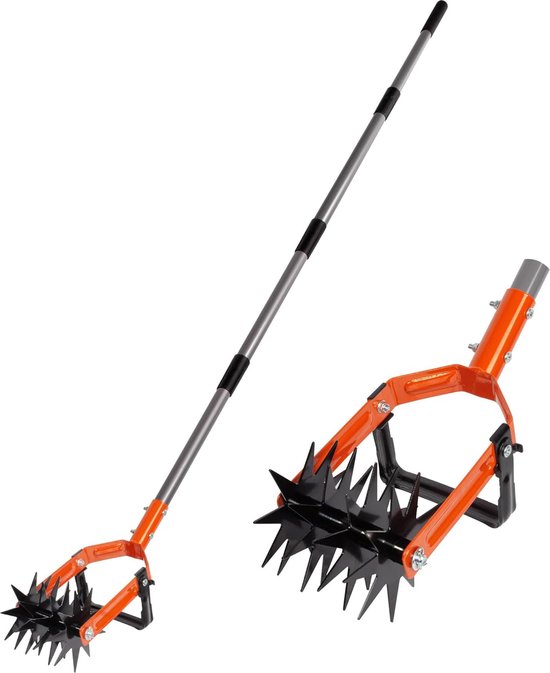 Roterende cultivator, verstelbare tuincultivator tuinfrees, 2-in-1 tuinwieder en kruimelcultivator cultivatorgereedschap voor het mengen van grond of het opnieuw inzaaien van gras Roterende cultivator van HommyPrefer