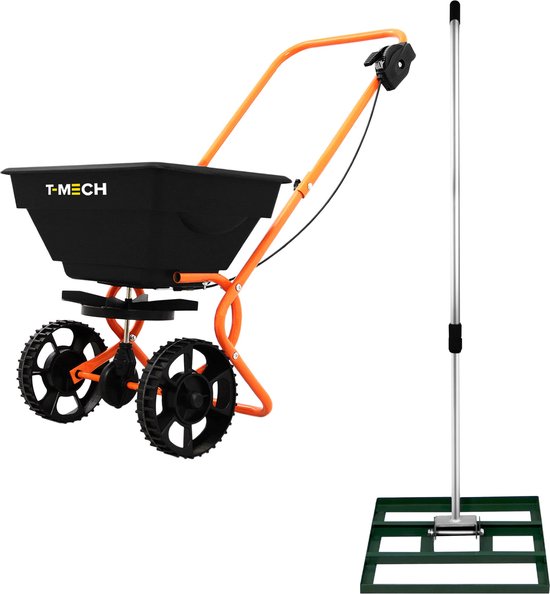 Roterende Strooiwagen & 50 cm Gazon Leveling Hark – Groen van Merkloos	
