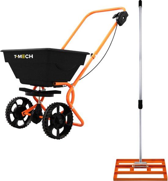 Roterende Strooiwagen & 50 cm Gazon Leveling Hark – Oranje van Talen Tools