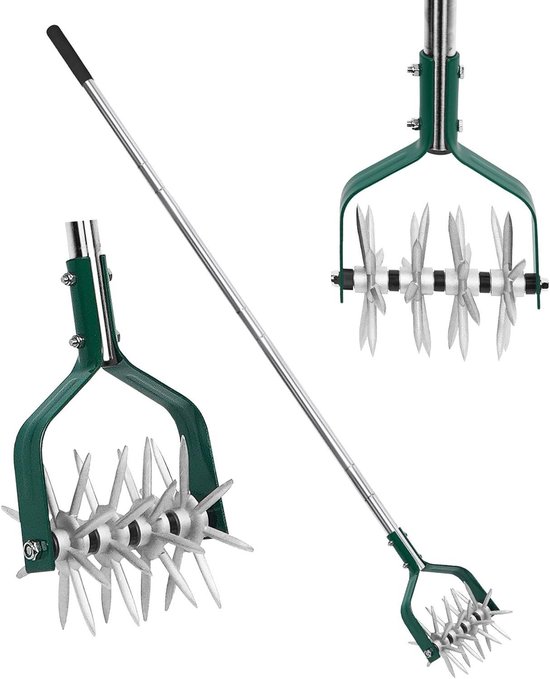 Roterende Tuinfrees - Bodemwoeler Handfrees - Tuinonderhoud Grond Losmaken - Verstelbare Lange Handgreep - 1448 cm - Zilver