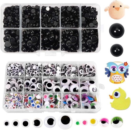 Rounds Doll Eyes van PandaHall - Diverse Maten (mm - mm) - DIY Resin Flat Back Cabochon Stuffed Eyes voor Beren en Poppen Maken - Zwart van Merkloos	