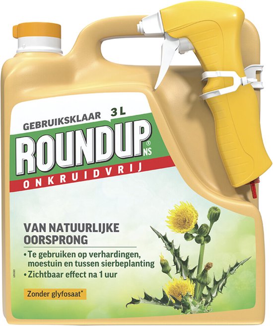 ROUNDUP® Natuurlijk Onkruidvrij Kant en Klaar Spray 3L - Met drukspuit - Onkruidverdelger - Van natuurlijke oorsprong - Zonder glyfosaat - Voor 30m² van Merkloos	