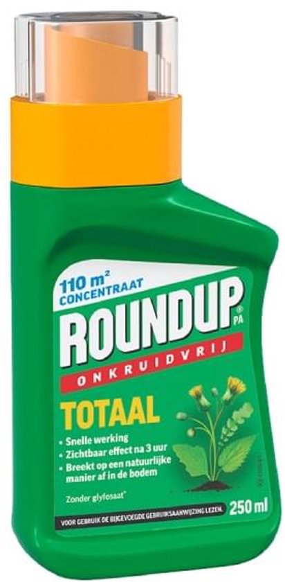 Roundup PA Totaal Onkruidvrij Concentraat (250ml) - Werkt tegen Onkruid - Met gratis cheatsheet van Merkloos	