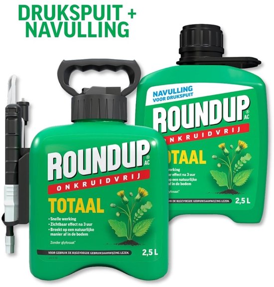 Roundup Totaal Onkruidvrij - 2,5L incl. drukspuit en 2,5L navulling - 5L voor 50m² - Onkruidverwijderaars zonder glyfosaat - Kant en Klaar van Merkloos	