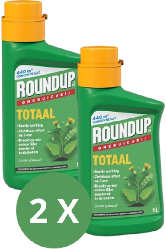ROUNDUP® Totaal Onkruidvrij Concentraat - 2 Stuks - 1L voor 440m² - Onkruidverdelger concentraat - Onkruidverwijderaars zonder glyfosaat - Garden Select van Merkloos	