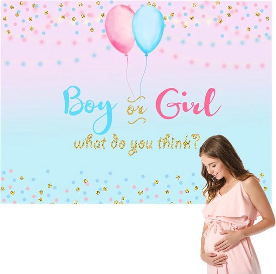 Roze en Blauwe Gender Reveal-Decoraties, Gender Reveal-Decoraties, Geslacht onthullen achtergrondbanner, voor Gendershow-Avonden, Fotografie (Blauw en Roze) van Bluelans