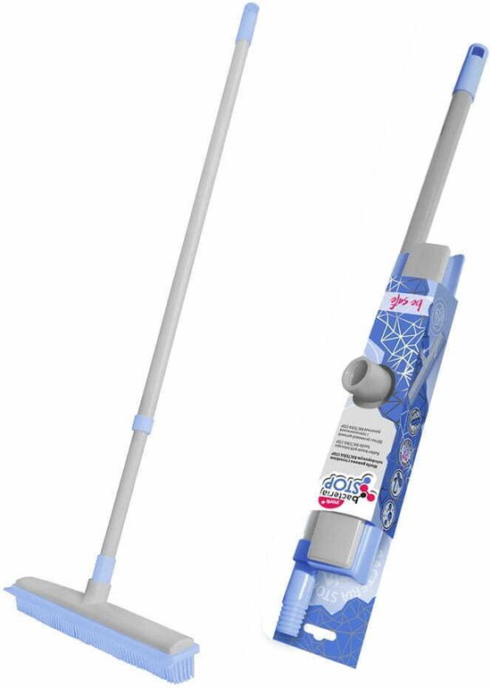 Rubber borstel met telescoopsteel BACTERIA STOP van Briteq