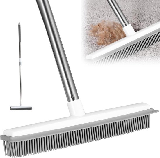 Rubber Broom with Puller Floor Brush for Carpet with Telescopic Handle for Removing Animals Cats Dogs Hair (135 cm) - > Broom with Puller Floor Brush for Carpet with Telescopic Handle for Removing Animals Cats Dogs Hair (135 cm) van Merkloos	