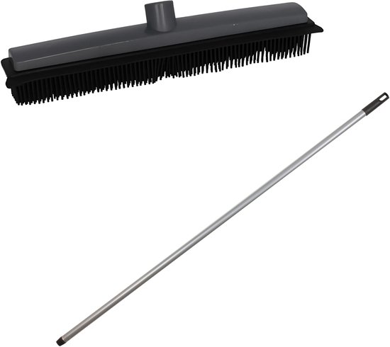 Rubberen bezem - L120 cm - rubber/metaal - grijs - kappersbezem - binnen van Sorbo