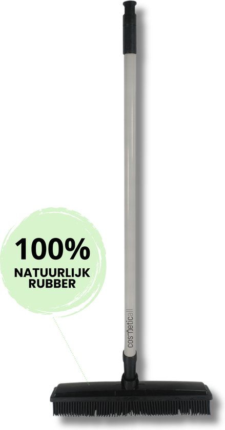 Rubberen Bezem met Steel - Telescopisch Ontwerp - Speciale Kappersbezem - Met Trekker en Ophanghaak - Bezems - Bezem Binnen - Ergonomisch Ontwerp - 100% Natuurlijk Rubber van Jalano