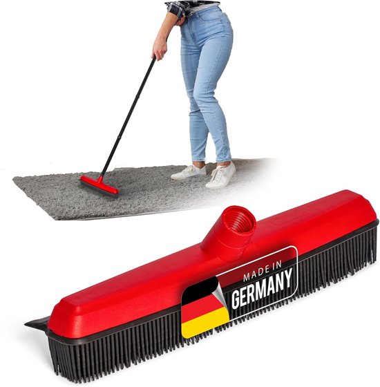 Rubberen bezem met wisser, bezemkop, rubberen kappersbezem, zwarte knopbezem, hondenhaarverwijderaar, bezem, parketbezem voor binnen, tapijtbezem, vloerwisser, huishoudbezem, wonderbezem van Merkloos	