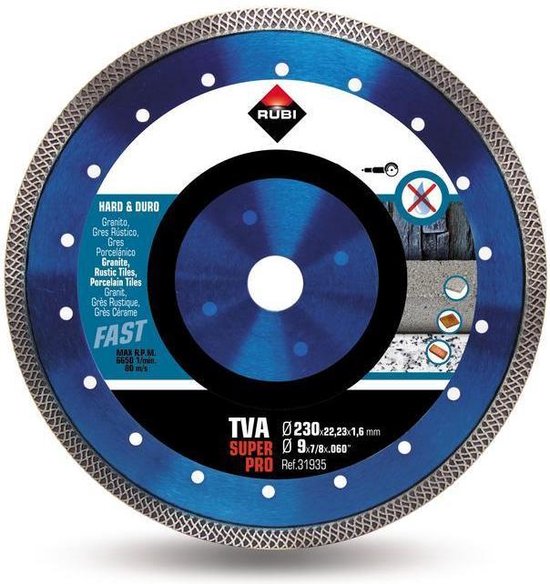Rubi 31935 Diamantzaagblad voor droogzagen - 230 x 22,23mm - Tegels / Steen van Merkloos	