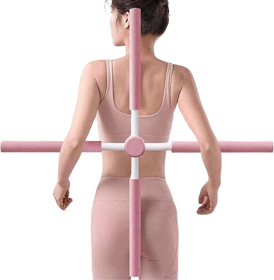 Rugcorrectie Stang - Houding Verbeteraar - Yoga Pilates - Telescopisch Verstelbaar - 76 cm Lengte - Roze