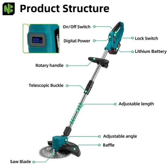 Rumi Grasmaaier - sterke grasmaaier - 18 V/Li-ion - Aanbevolen gazonoppervlakte - Maaihoogte: 30-70 mm - Snoeimachine Tuin Trimapparatuur Klein Tuingereedschap & Accessoires van Merkloos	