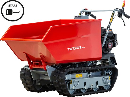 Rupsdumper kipbak 600kg met trapklimfunctie 6,5pk 4 snelheden elektrische start Torros MRD600HE van Torros