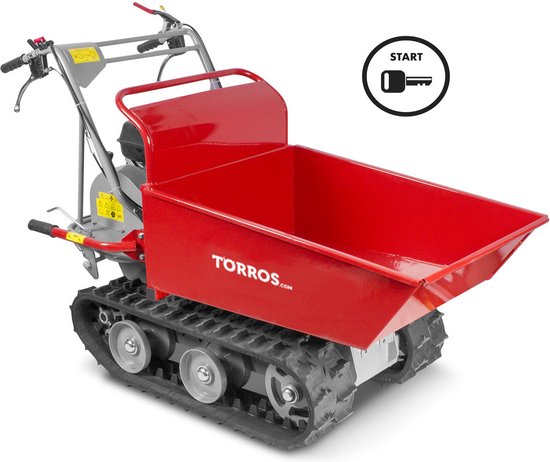 Rupsdumper manuele kipbak 300kg 6,5pk 4 snelheden elektrische start Torros MRD300E van Merkloos	