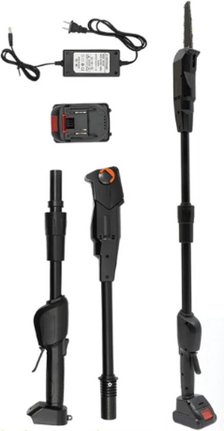 Rustive Uitschuifbare Kettingzaag 21V - Draadloos - Elektrische Snoeischaar - Snoeizaag - Werkt op Accu - 1,25M Hoog - Zwart van Rustive