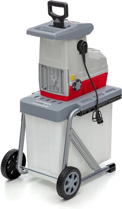 RUX® Professionele Hakselaar Versnipperaar - Hakselaar Electrisch 60L – Takken Versnipperaar Hakselaar – 3000W – Max, Ø44mm - Incl, Wielen, Opvangzak, Duurzame Draaimessen – Heggen, Bomen en Haag -Tuinonderhoud - Grijs- 53cm x 36cm x 93cm